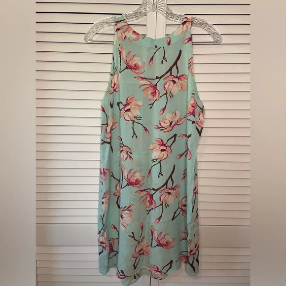 Charlie Paige Women’s Sleeveless Halter Neck Mini Dress Blue Pink Floral Medium - Picture 10 of 14
